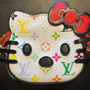 New Upcycled Louis Vuitton Multicolor Hello Kitty Bag with Chain